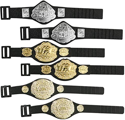 UFC Set of 6 Championship Action Figure Belts: 2, 2 Pride, & 2 WEC Action Figure Belts by Jakks