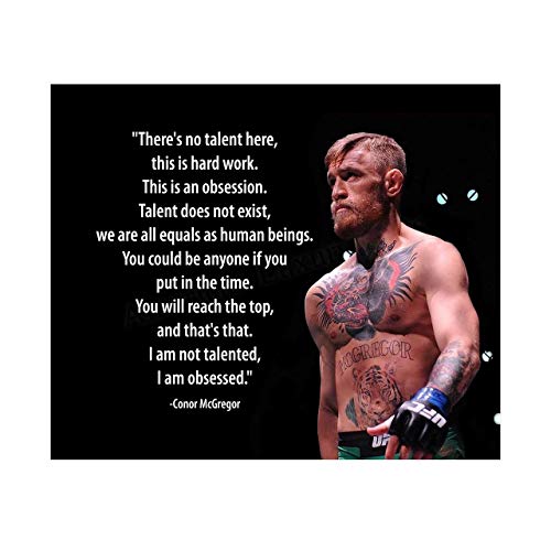 Conor McGregor Quotes Wall Art-“No Talent Here-This Is An Obsession”-10×8″ UFC Fighter Poster Print-Ready to Frame. Motivational Decor for Home-Office-School-Cave-Gym. Great Gift for MMA Fans!