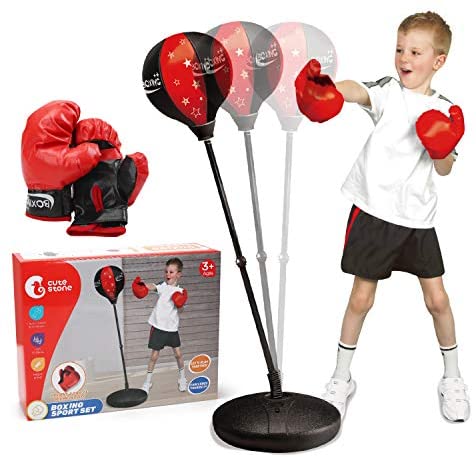CUTE STONE Punching Bag with Boxing Gloves, Boxing Bag for Kids, Boxing Toy with Adjustable Stand for Boys and Girls