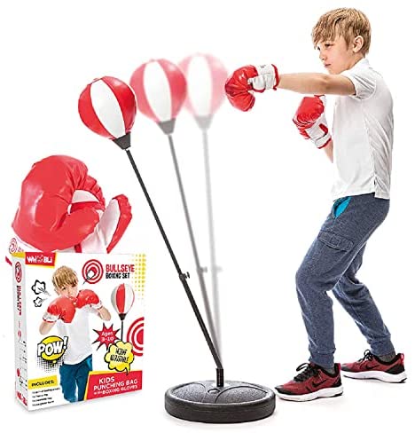 Whoobli Punching Bag for Kids Incl Boxing Gloves 3-10 Years Old Adjustable Kids Punching Bag with Stand Boxing Bag Set Toy for Boys & Girls